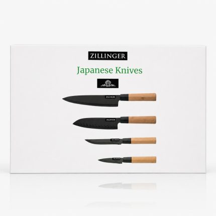 ZILLINGER Japanese Kitchen Knife Set 4-Piece with Bamboo Handles